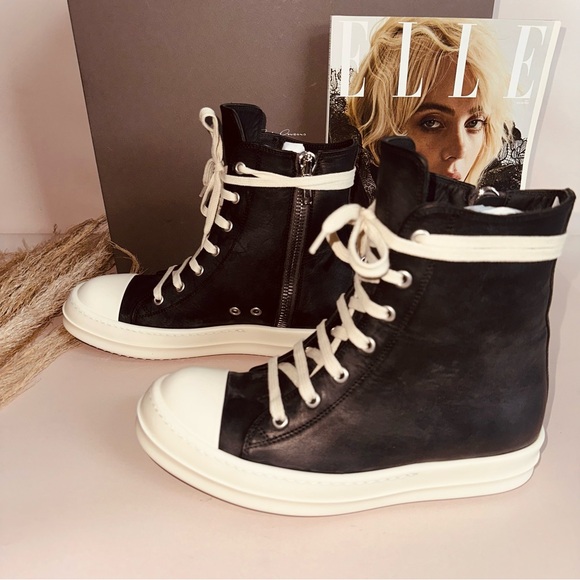 RICK OWENS Black High Sneakers - Picture 4 of 5